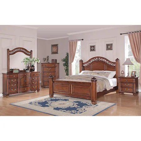 Traditional King Poster 5-Piece Bedroom Set